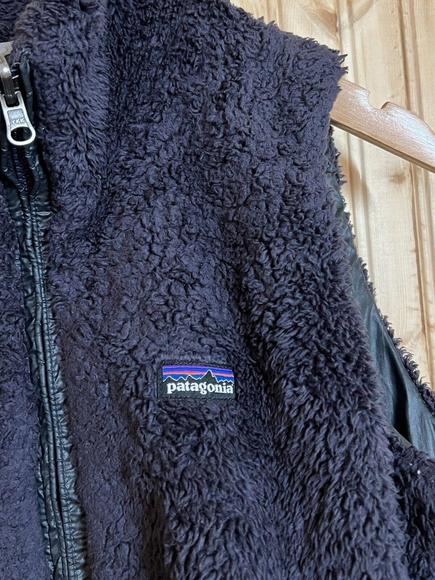 Patagonia Vest Womens M 'Los Lobos' Gray Deep Pile Fleece Purple Reversible - Picture 5 of 12